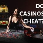 Picture of a female dealer in a casino, looking seductively at the player.